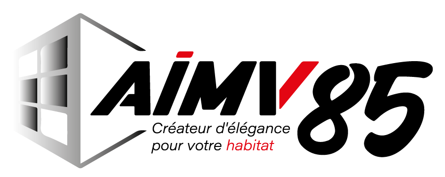 logo noir et rouge du site internet A.I.M.V 85, menuiserie aux Sables d'Olonne en Vendée
